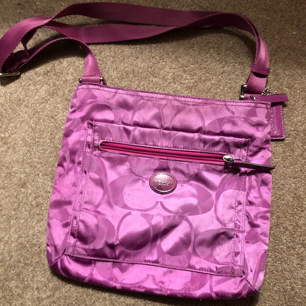 Purple Coach crossbody bag